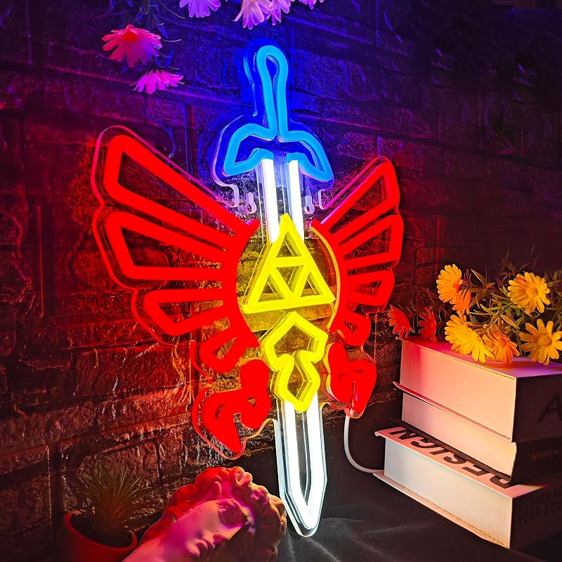 Letrero neón con espada para gamer y sala de set