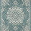 Alfombra geométrica medallón patio 6.6x9.2ft azul/blanco