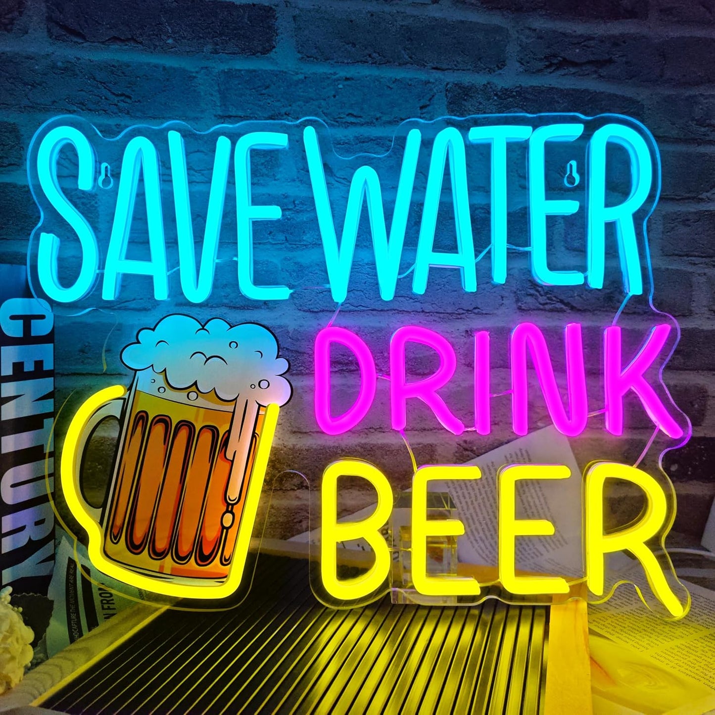 Letrero Neón LED Save Water Drink Beer para Bar Hogar