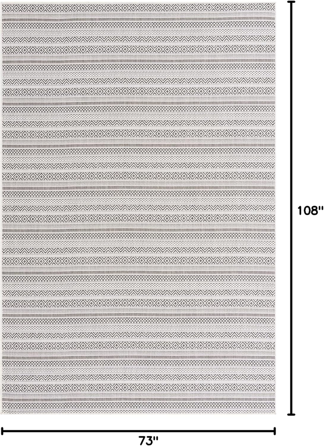 Alfombra exterior rayas Maia 6x9 Rectángulo Beige