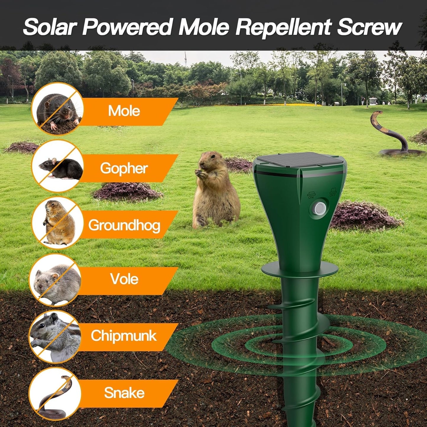 8 Estacas Repelentes de Topos Solares para Ratones y Marmotas