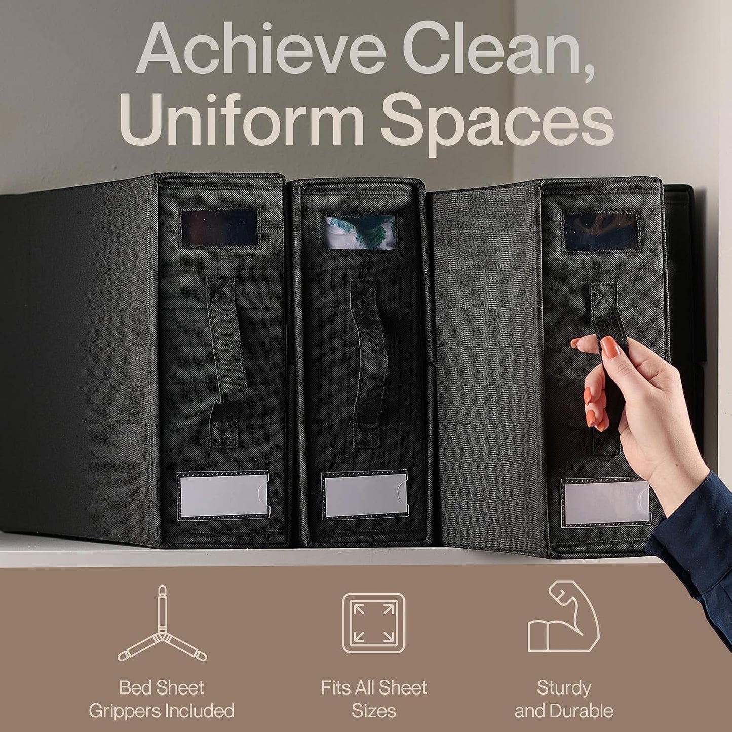 Organiz. fundas cama con asas y cierre plegable