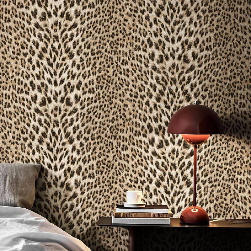 Papel tapiz leopardo 17.3x19.7" no tejido dormitorio sala