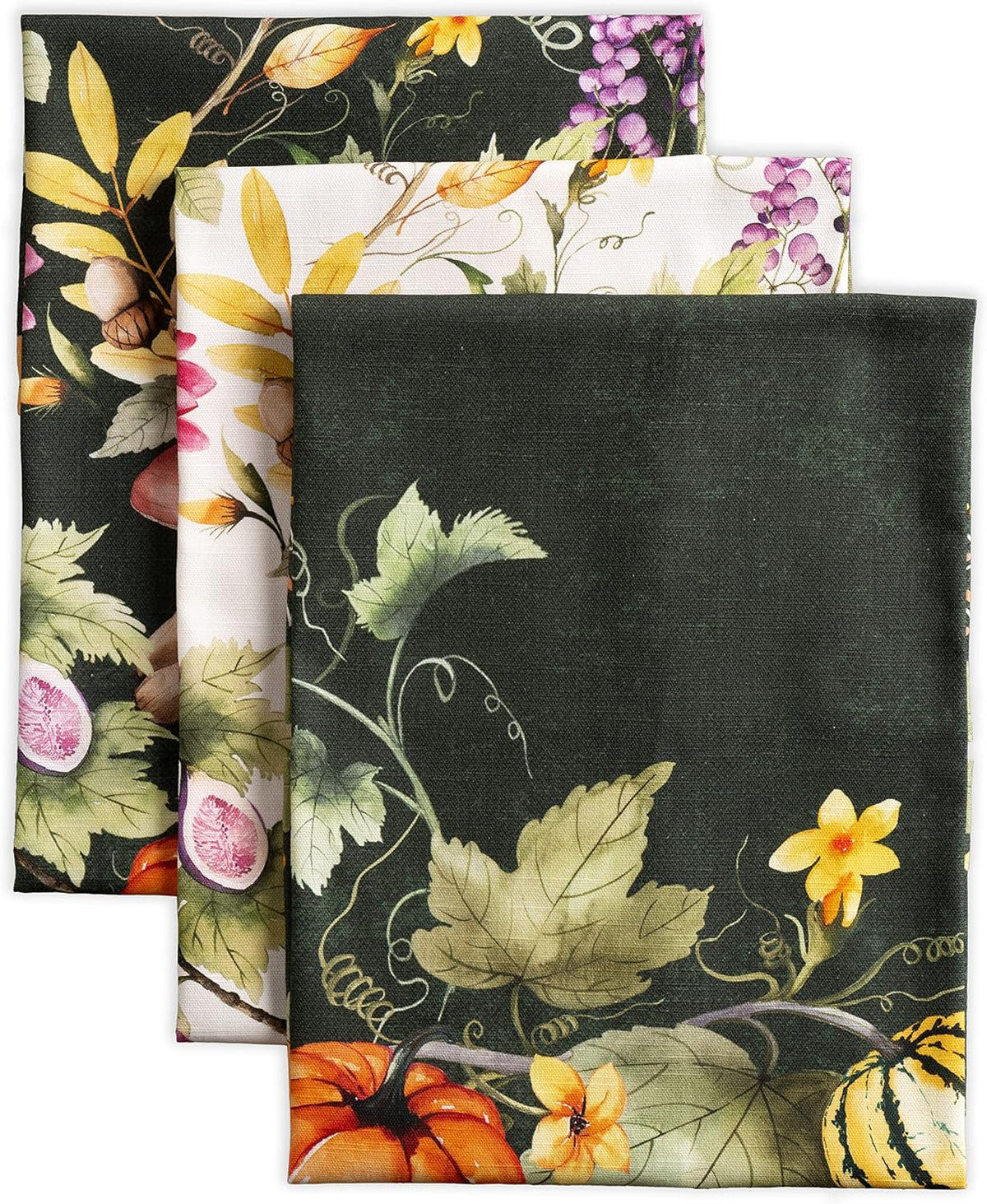 Set 3 paños cocina algodón fiestas bodas verde oscuro