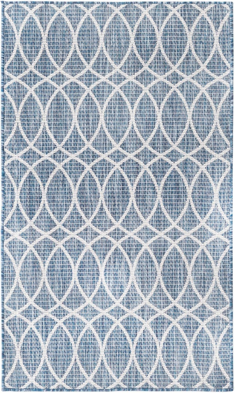 Alfombra área rectangular 3x5ft azul/marfil