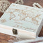 Caja recuerdos viaje madera 8.5x8x2.5" diseño mapa