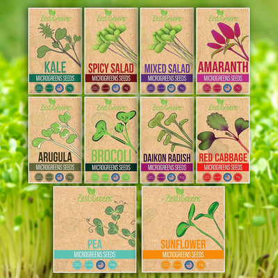 Pack 10 semillas microgreens brócoli girasol guisante