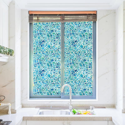 Película mosaico ventana color azul