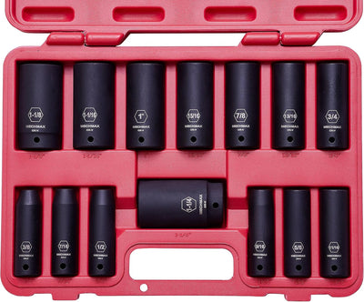 Set 14 Llaves Vaso Impacto 1/2" Acero Cromo Vanadio