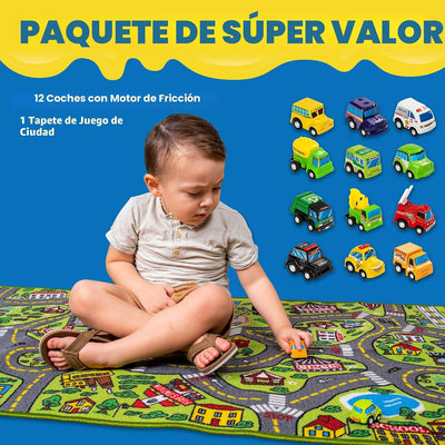 Alfombras set niños 12 vehículos tracción trasera duradera