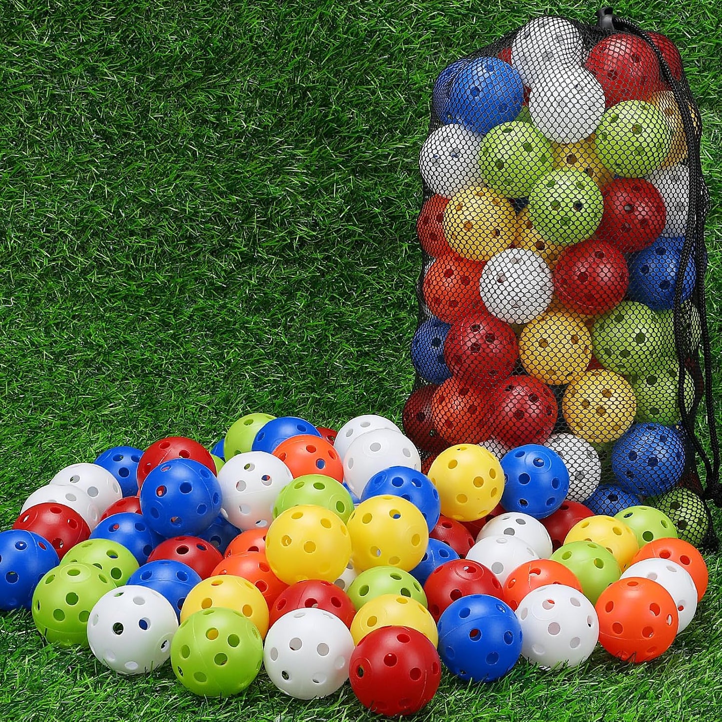 Pack 72/150/300 pelotas golf plástico 1.654pulg con bolsa