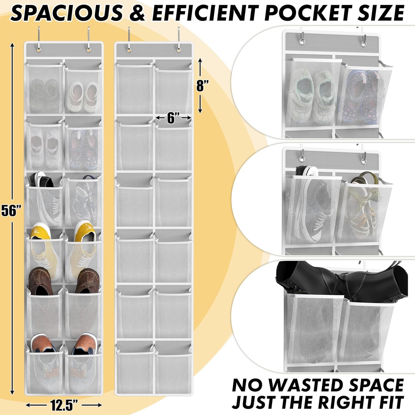 Organiz. zapatos colgar puerta 24 bolsillos gris