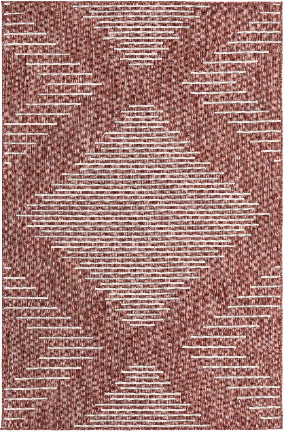 Alfombra rectangular 5x8ft color rojo óxido y marfil