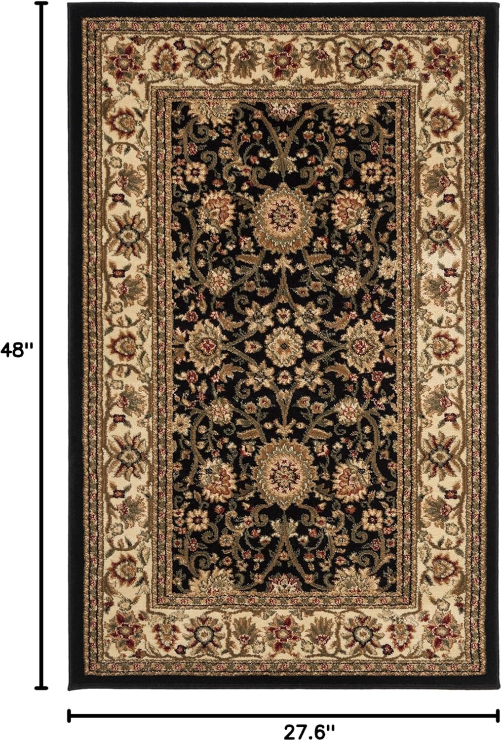 Alfombra decorativa Lyndhurst 2'3x4' negro y marfil
