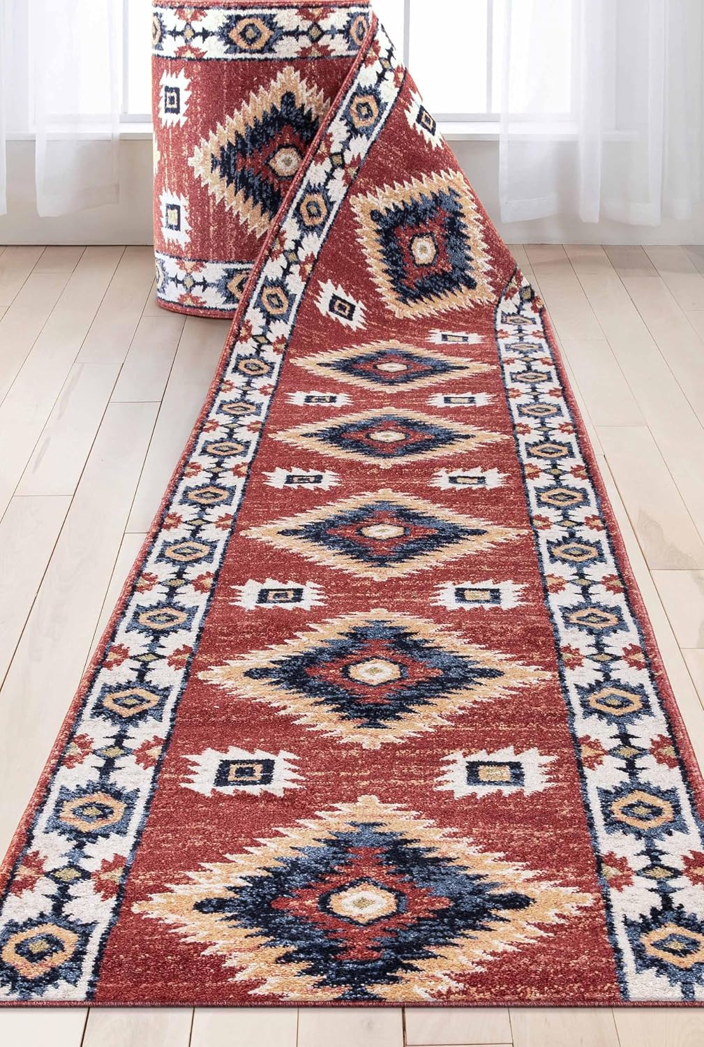 Alfombra pasillo escalera 26pulg x 7ft rojo tradicional