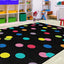 Alfombra área aula diseño lunares arcoíris 5x7ft