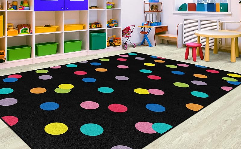 Alfombra área aula diseño lunares arcoíris 5x7ft