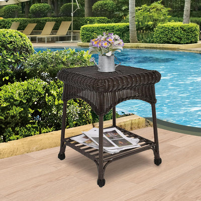 Mesa auxiliar para muebles de patio mimbre espresso