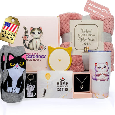 Set regalo gatos 8 pzas manta y vaso acero inox