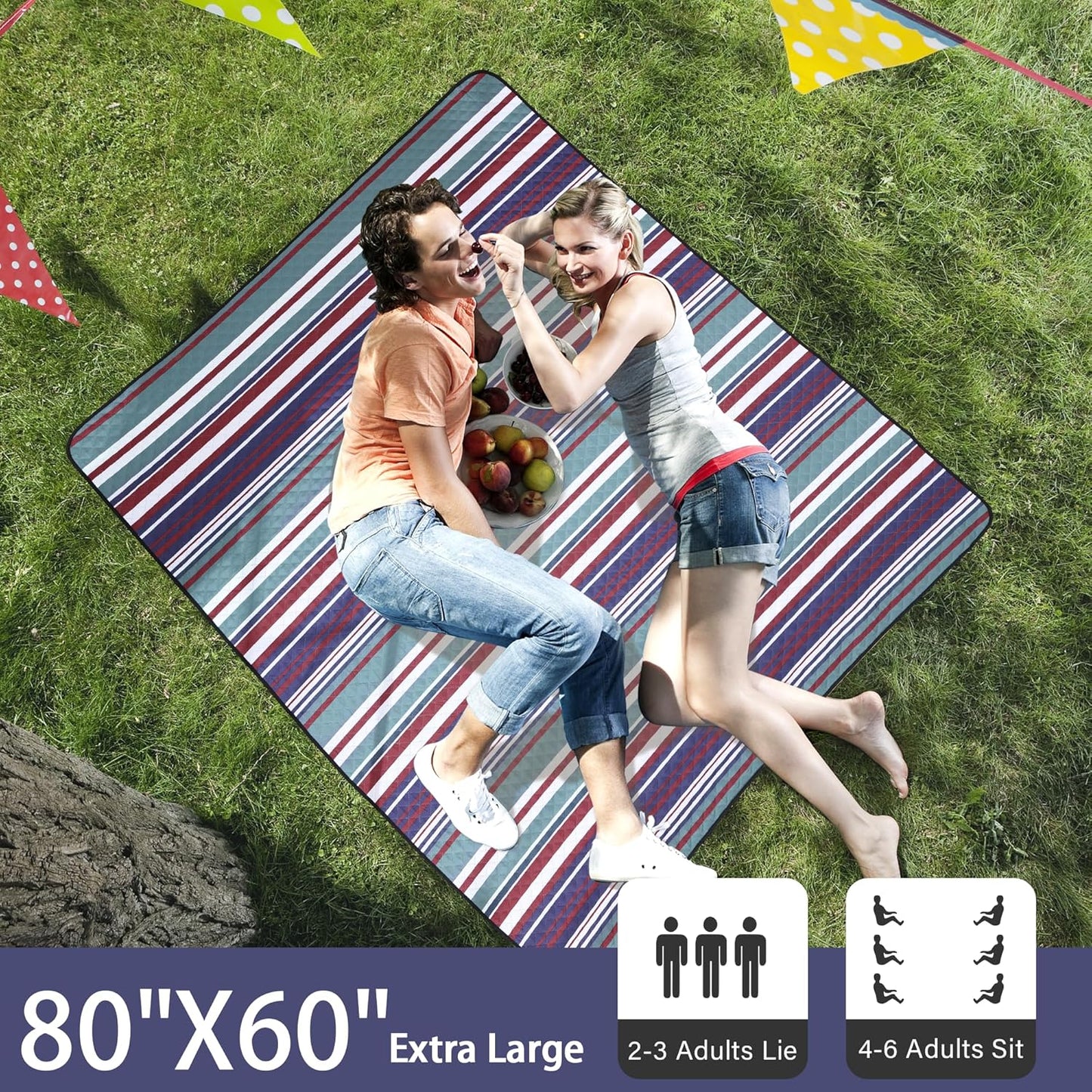 Manta picnic 80x60" impermeable plegable 3 capas rojo