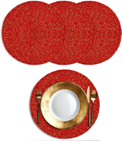 Set 4 Manteles Navideños Hechos a Mano Algodón Trenza