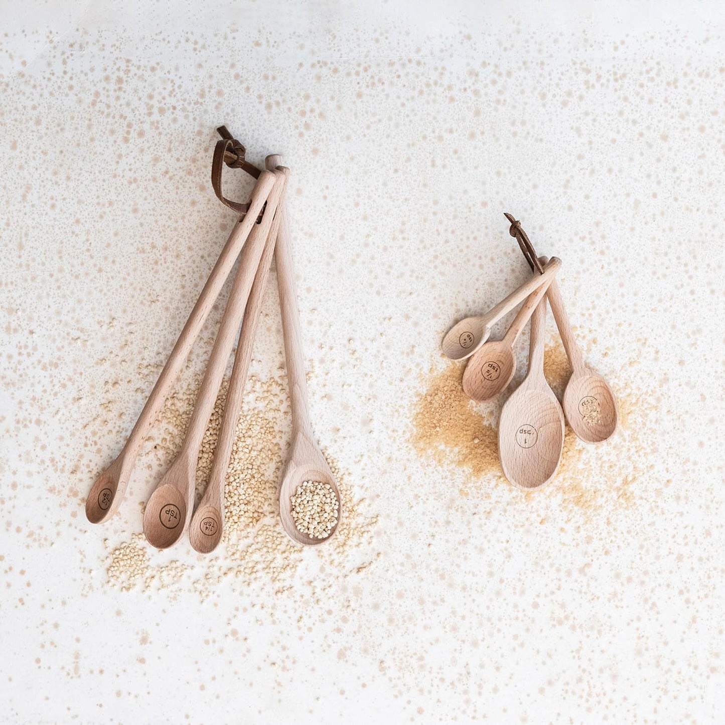 Set 4 cucharas medidoras madera haya tallada natural