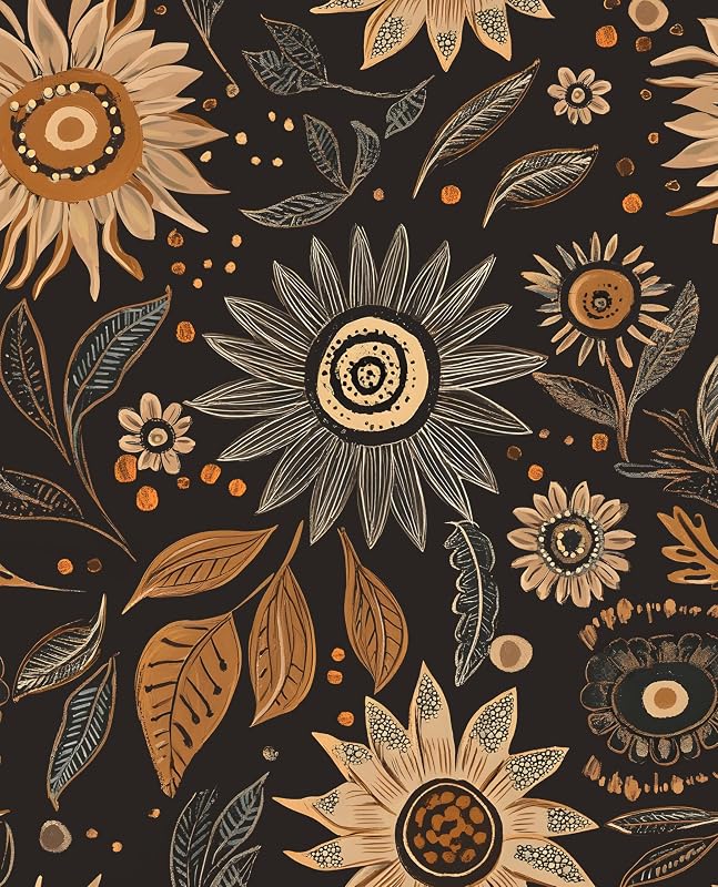 Papel tapiz oscuro autoadhesivo estilo bohemio para pared