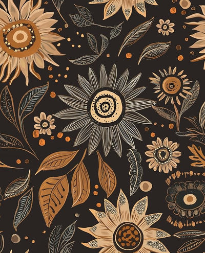 Papel tapiz oscuro autoadhesivo estilo bohemio para pared