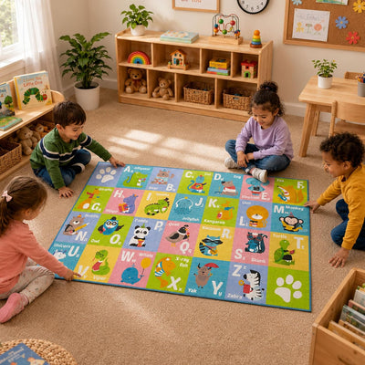 Tapete piso educativo para niños con ABC y animales