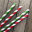 50 Pajitas Papel Navidad Rojo Blanco Verde Rayas