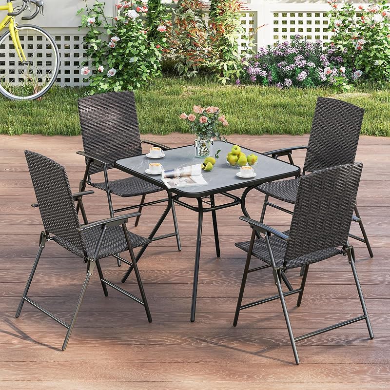 4 Sillas plegables mimbre polietileno exterior