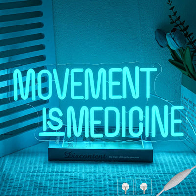 Letrero Neón Movement Is Medicine Luz Regulable Gimnasio USB