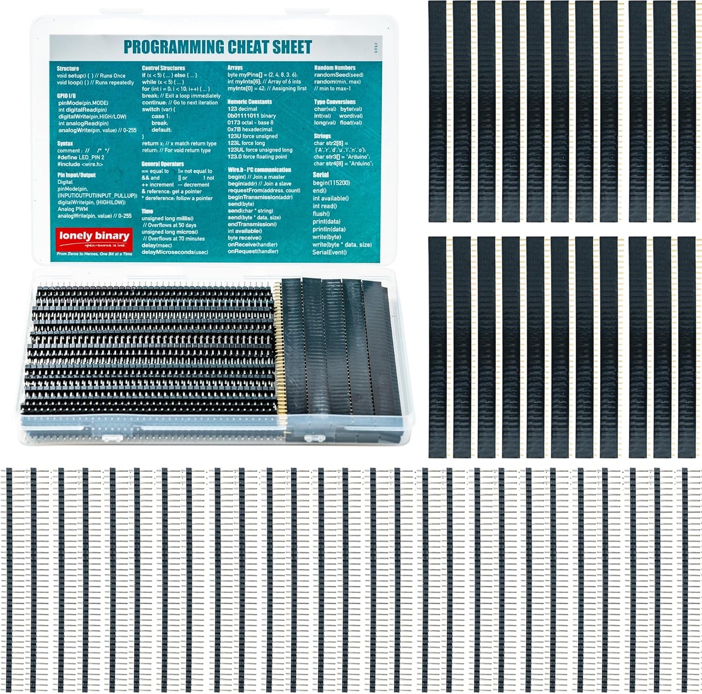 75 Pzas Cabezales Pin 2.54mm para Breadboard Arduino