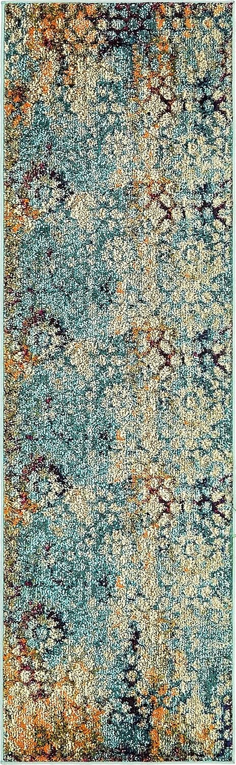Alfombra tradicional medallones florales 2x6'7"