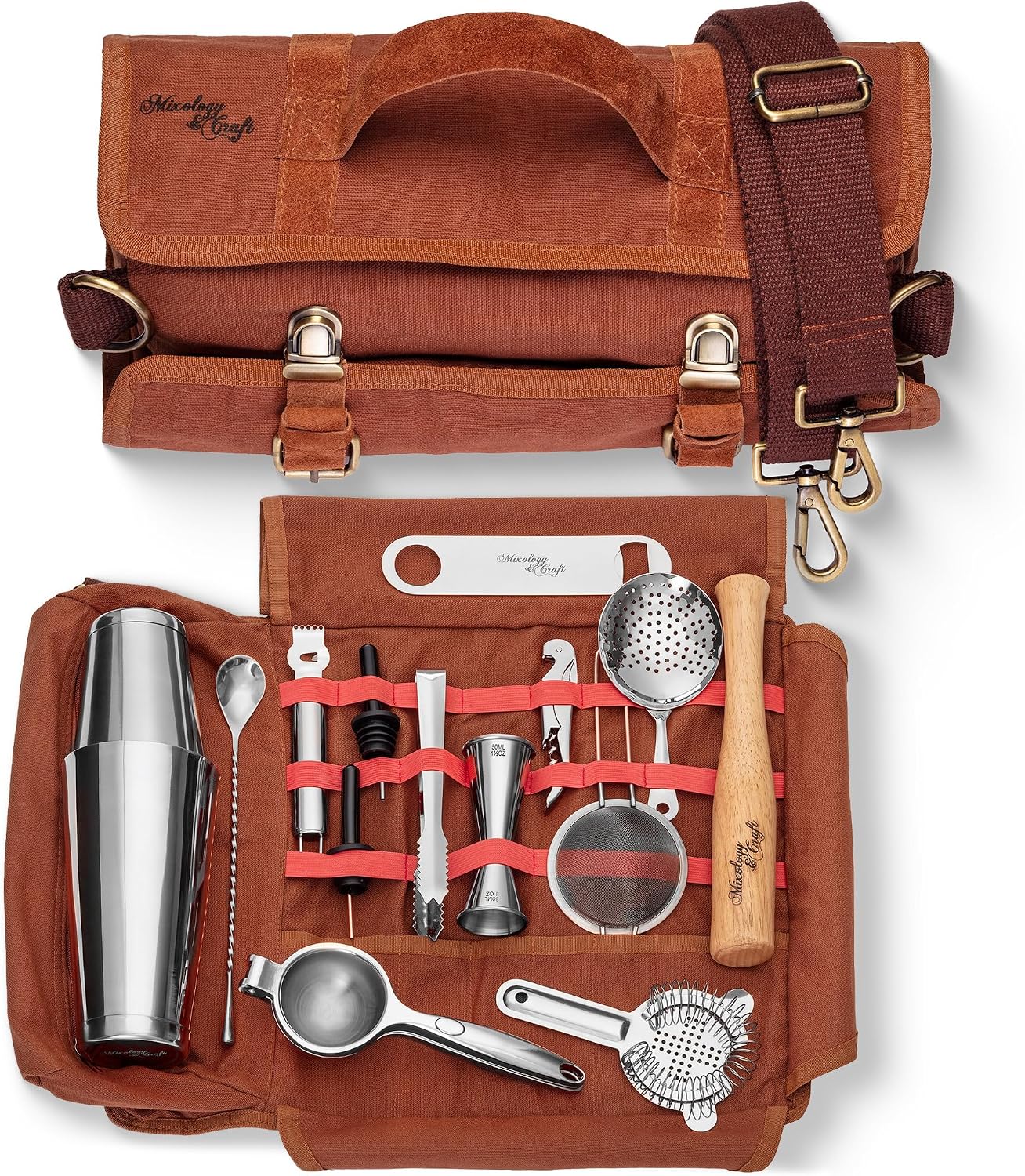 Bolsa kit barman 17 pzas cobre con correa hombro