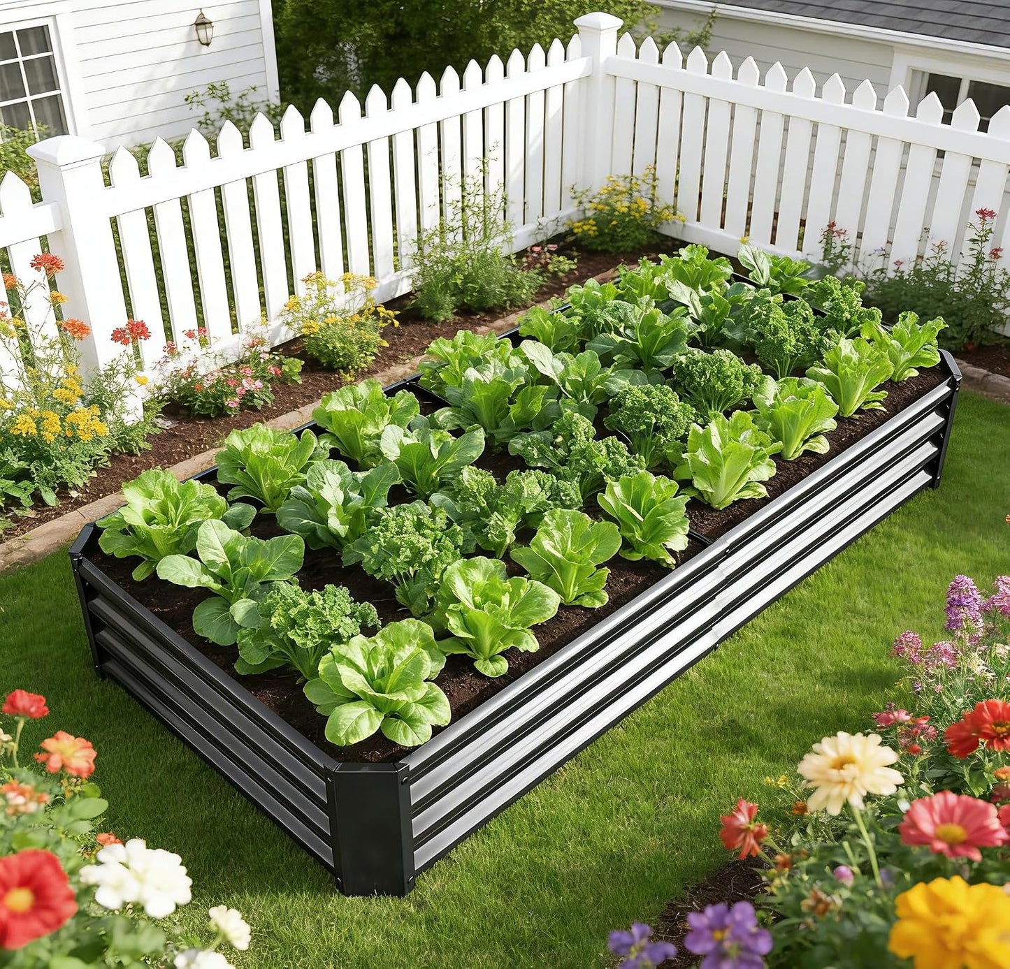 Caja jardín elevada acero galvanizado 8x4x1ft base abierta
