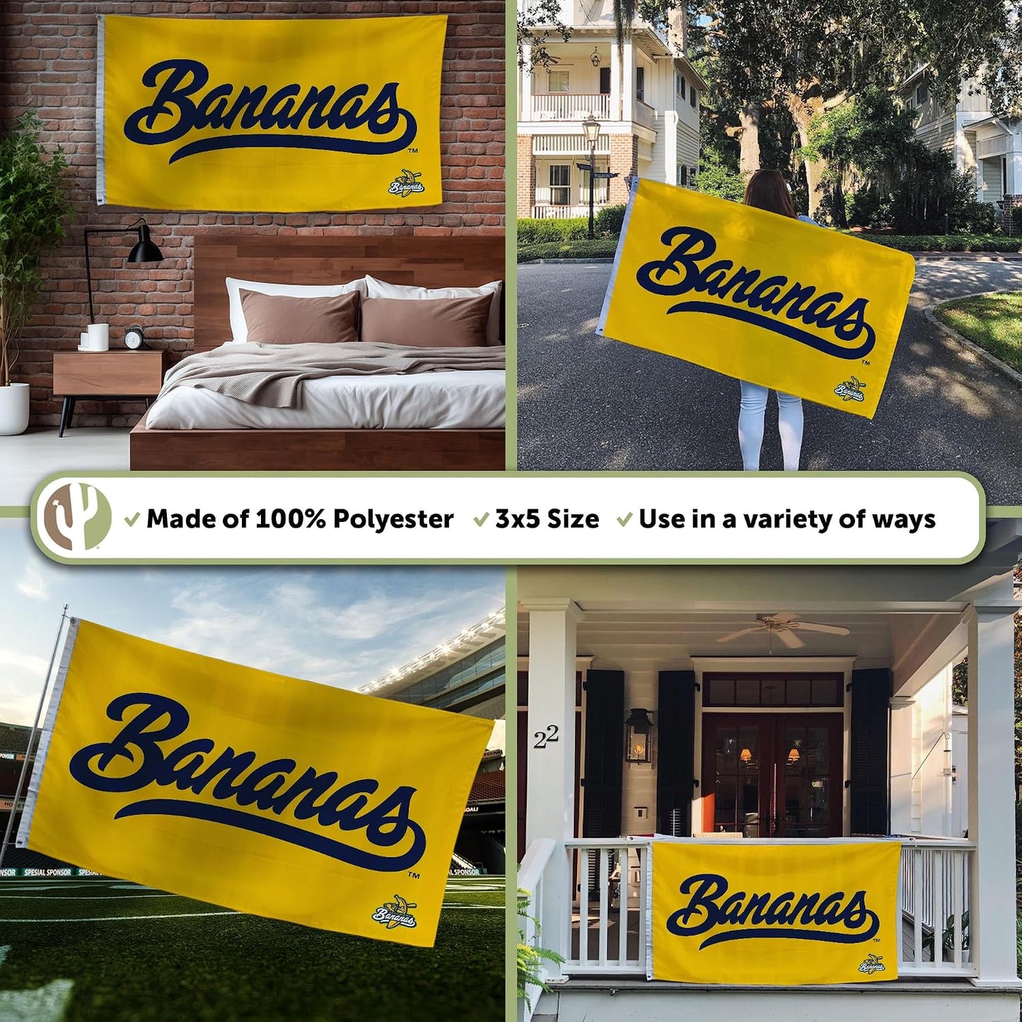 Bandera béisbol Savannah Bananas 3x5ft poliéster