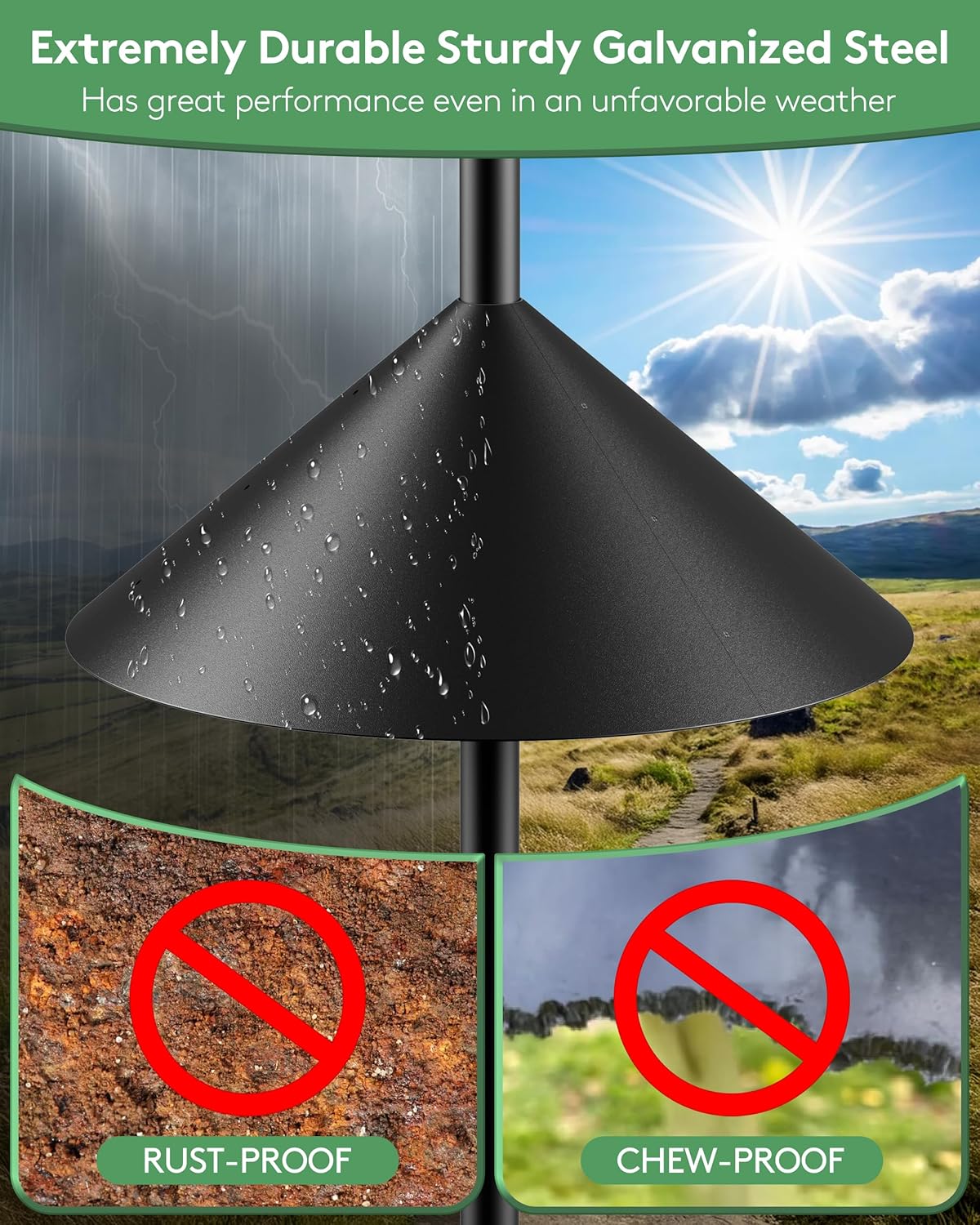 Deflector metal 19pulg para poste comedero pájaros
