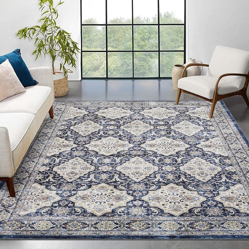 Alfombra lavable estilo bohemio 9x12ft antiderrap para sala