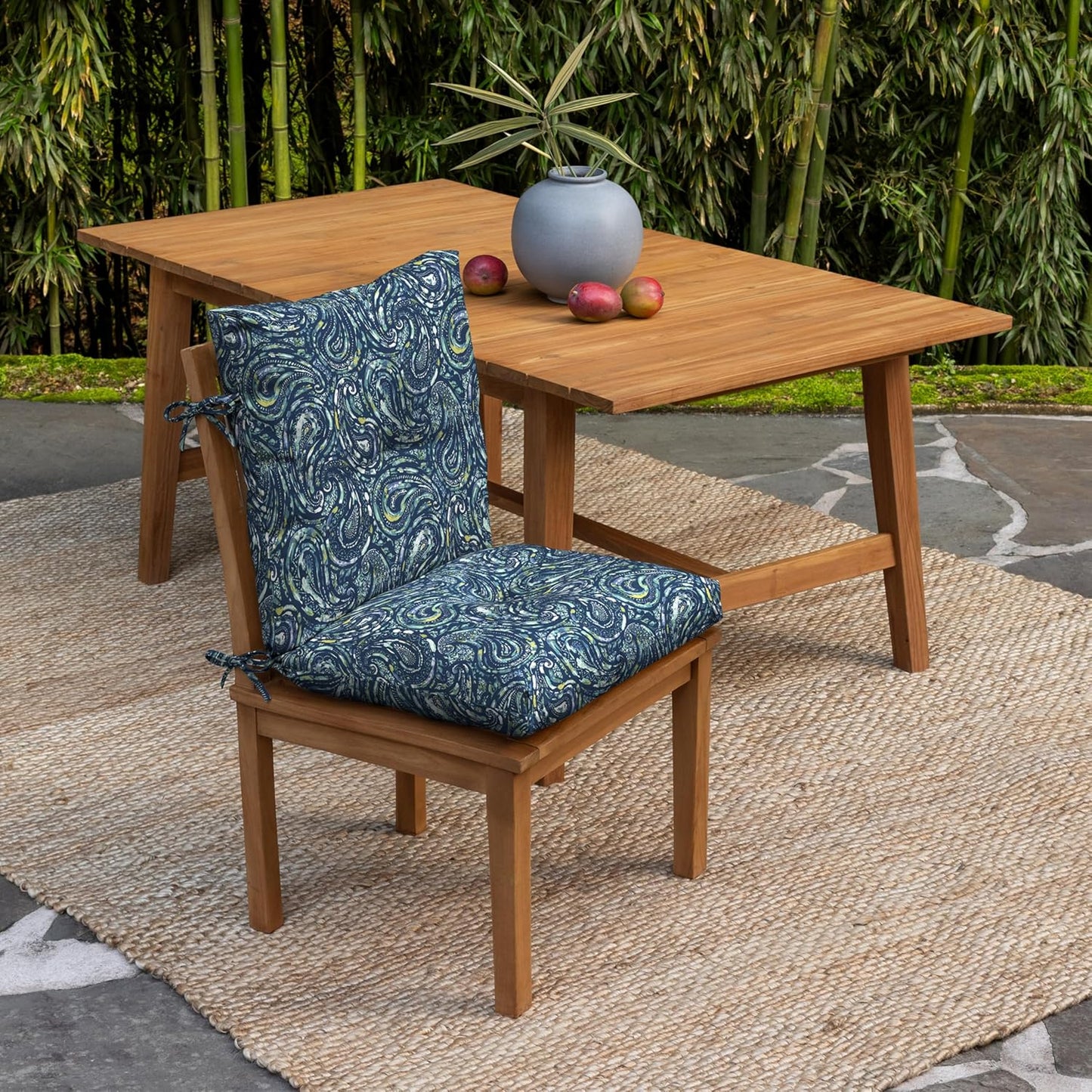 Cojín silla comedor 21x40pulg estampado cachemira azul