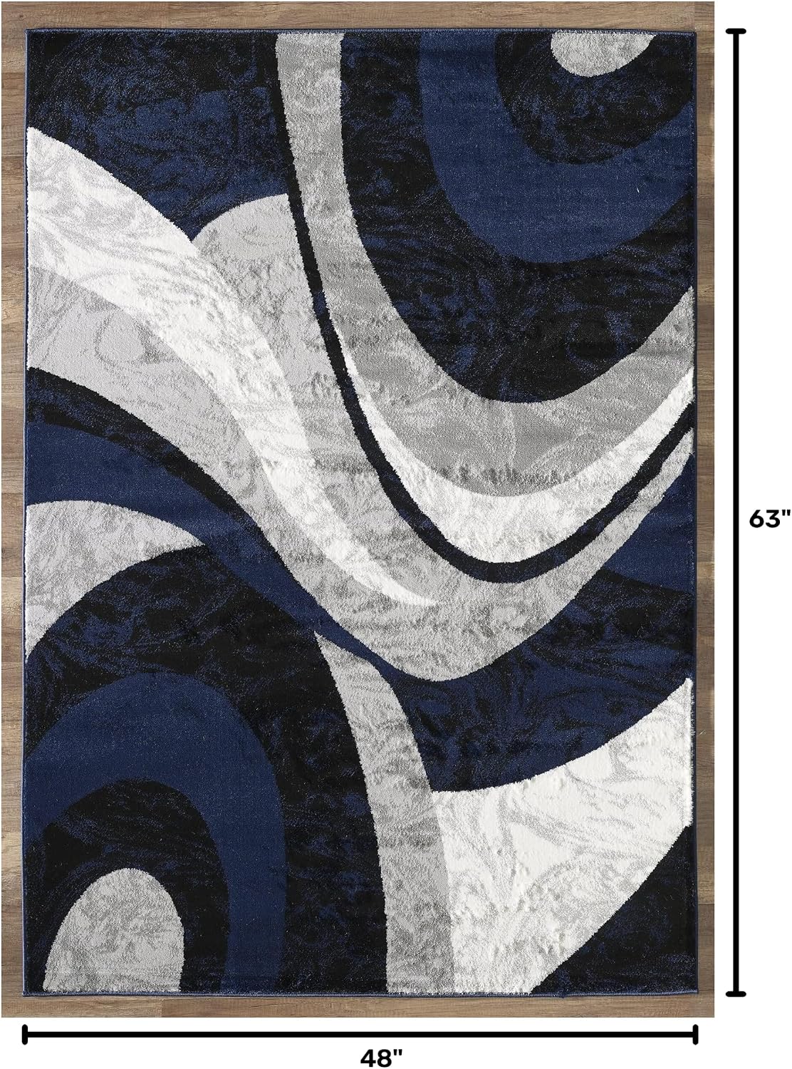 Alfombra área moderna remolinos azul marino 4x5ft