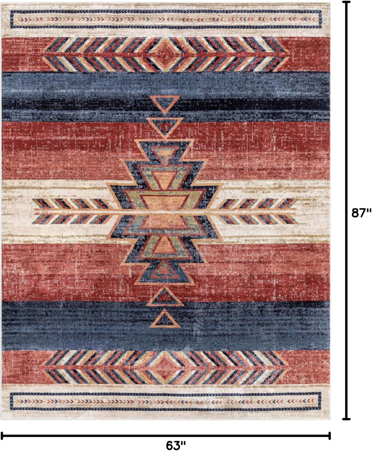 Alfombra tribal suroeste azul cantón carmesí