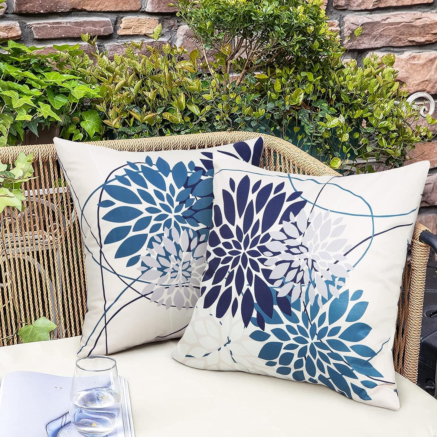 2 Pzas Fundas Almohada 18x18" Geométrico Azul