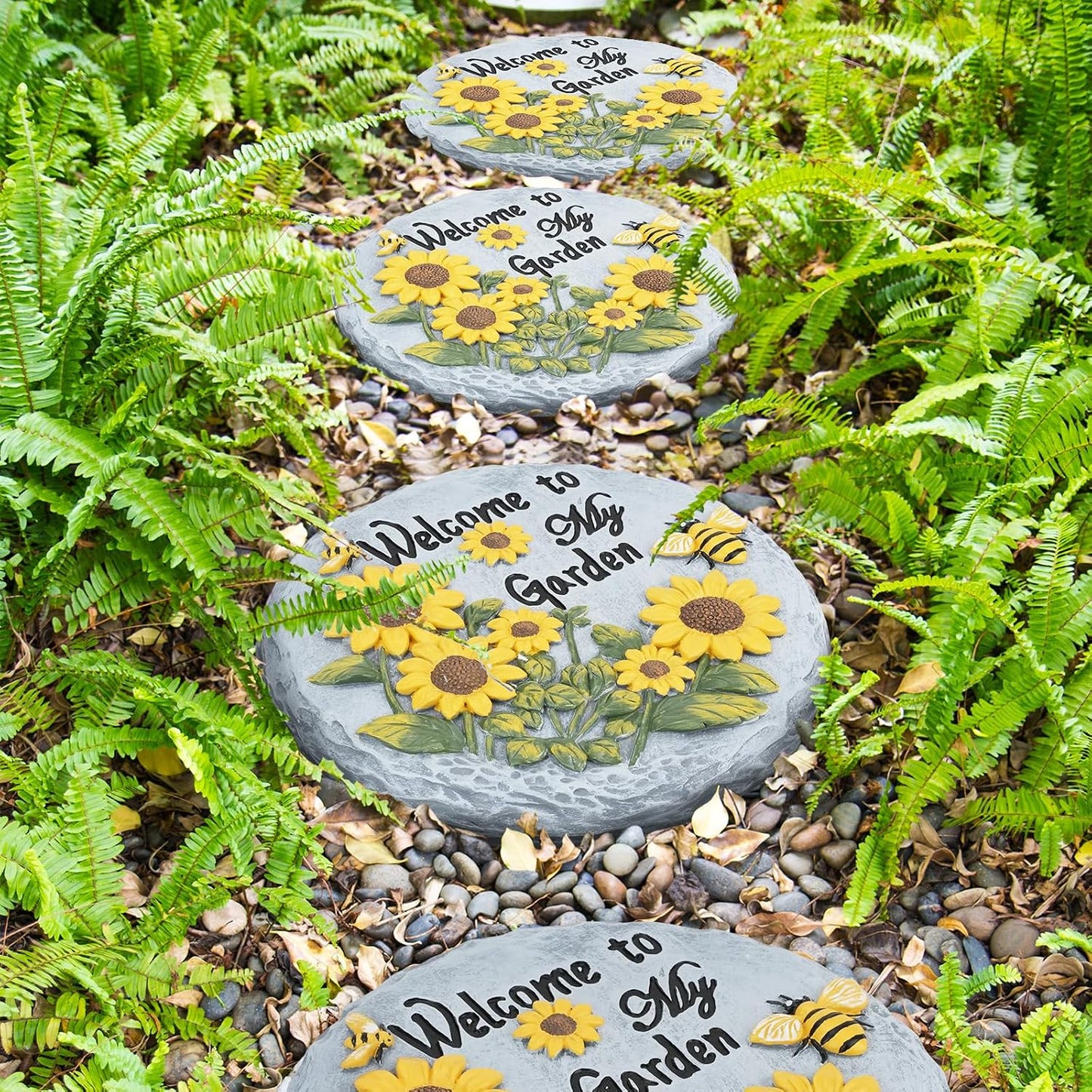 Piedras de abejas de girasol decorativas para jardín y hogar