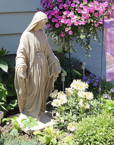 Estatua Virgen María arenisca resina 34pulg