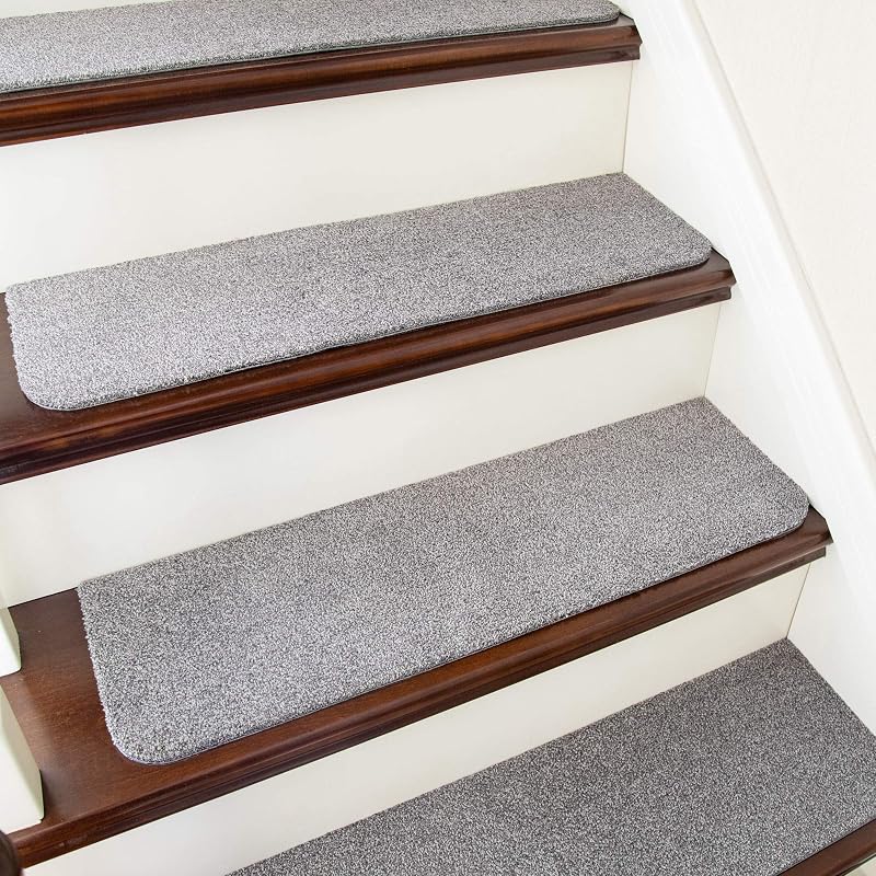 Alfombra antiderrap peldaños madera 28x9pulg color gris