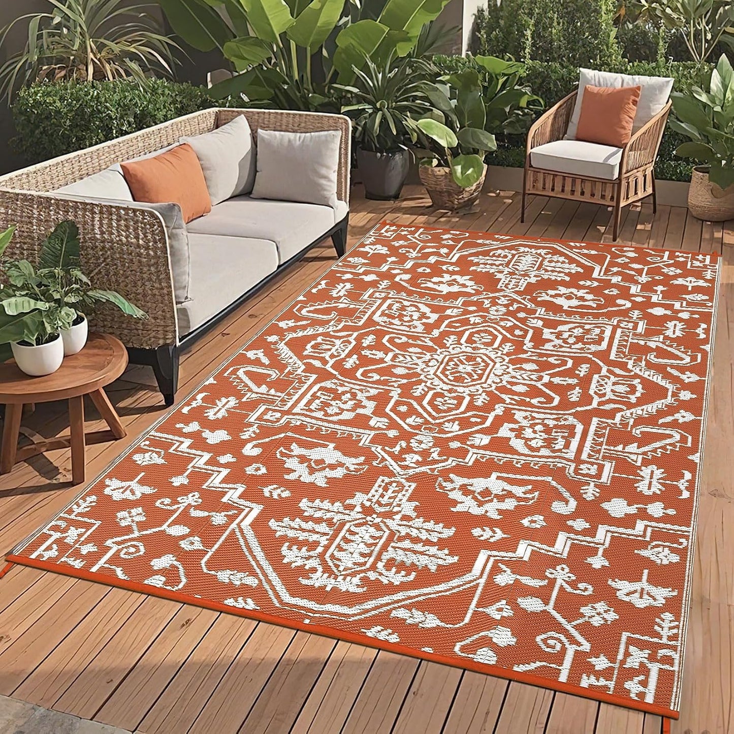 Alfombra exterior 9x12 plástico impermeable reversible