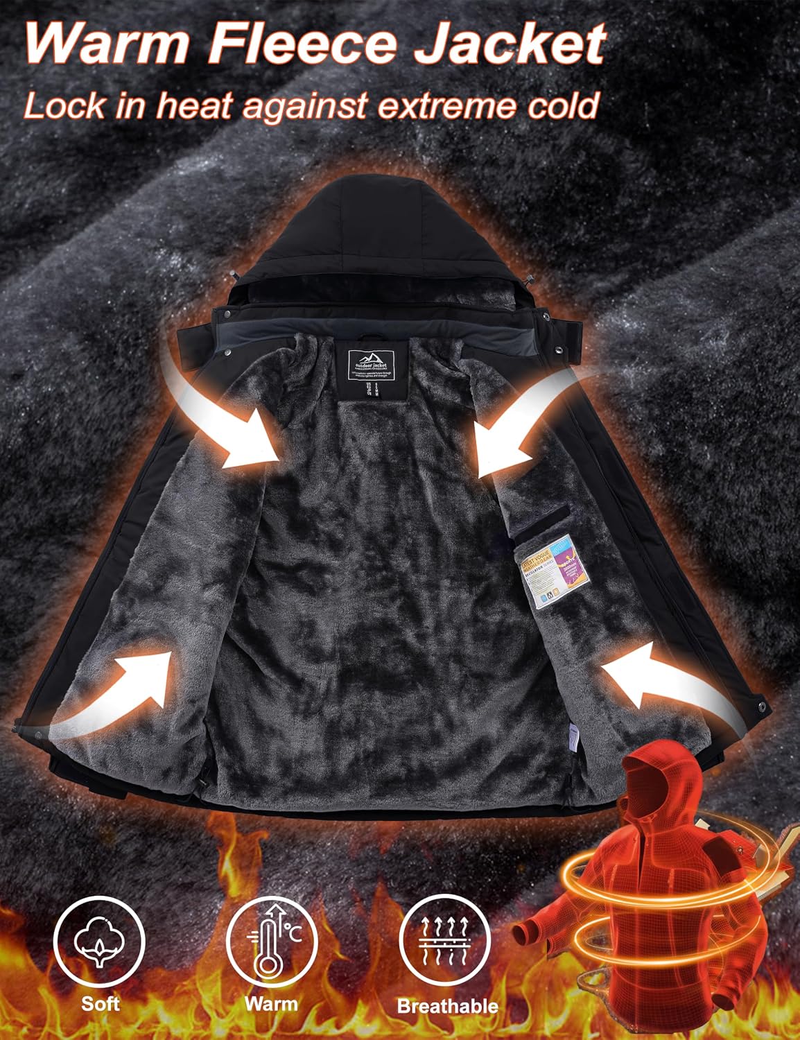 Abrigo Invierno Hombre Impermeable Capucha Esquiar