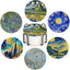 Set 6 posavasos cerámica estilo Van Gogh con base corcho