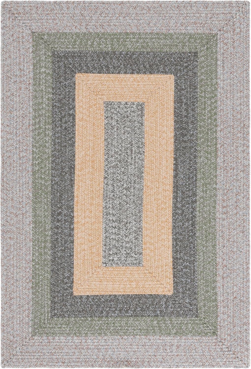 Alfombra decorativa 2x3ft gris y verde hecha a mano lavable